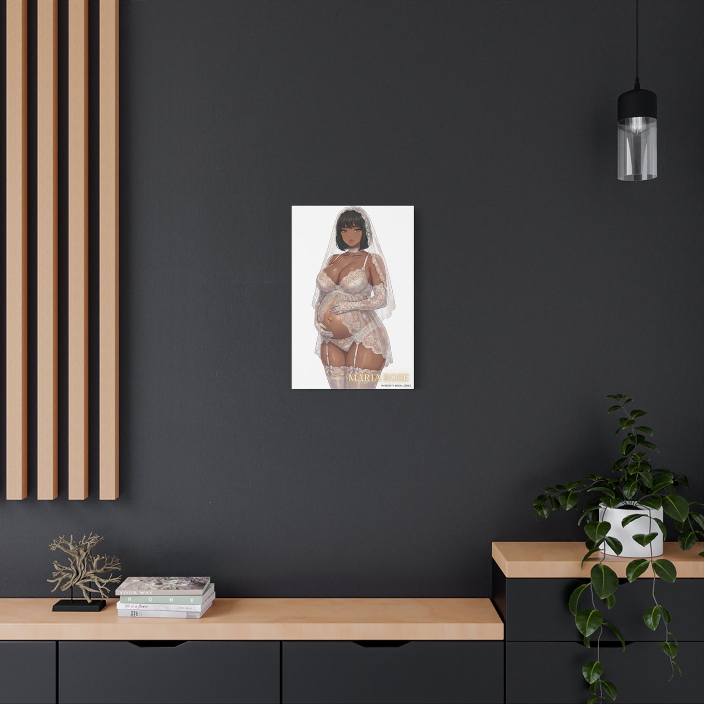 Matte Canvas Print — Maternity Bridal Elegant Pregnant Bride ("Maria Rose" )